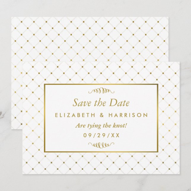 Save The Date Faire part de date de mariage à effet de feuille d (Devant / Derrière)