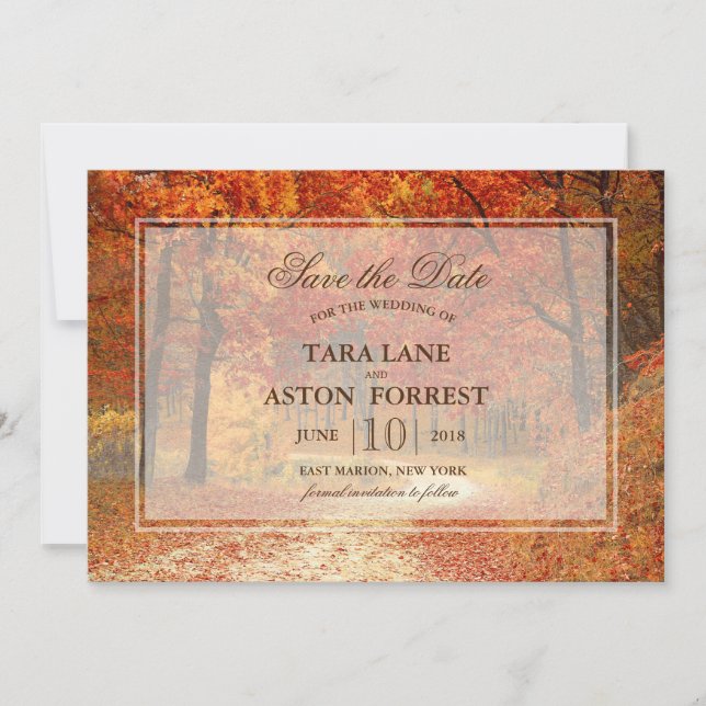 Save The Date Faire part de date de mariage automne rustique ave (Devant)
