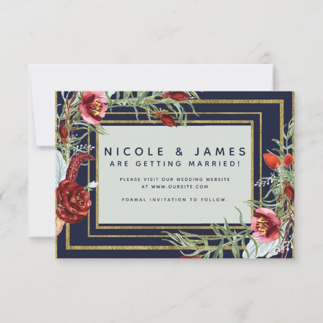 Save The Date Faire part de date de Mariage Automne Rustique Mar (Devant)