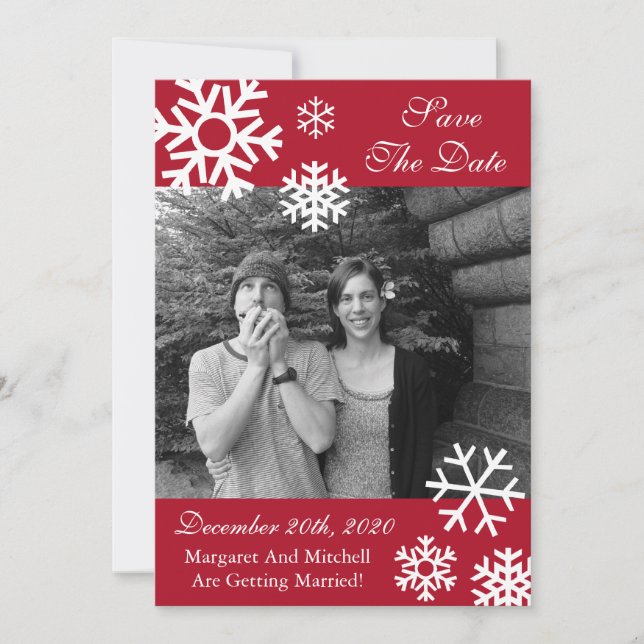 Save The Date Faire part de date de mariage avec plusieurs floco (Devant)