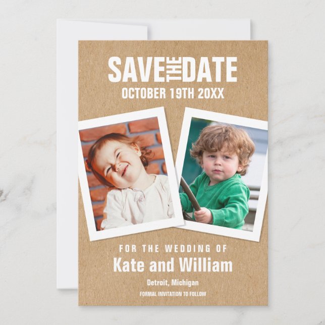 Save The Date Faire part de date de mariage Bohème Rustique avec (Devant)