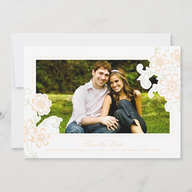 Save The Date Faire part de date de mariage champêtre fleuri des (Devant)