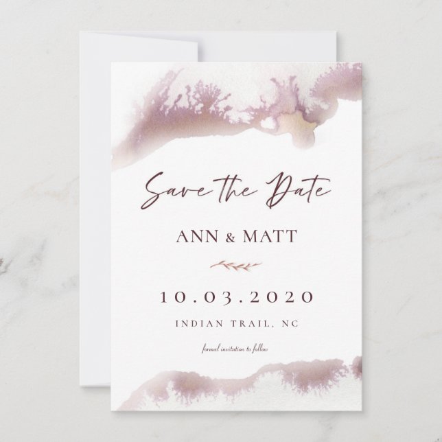 Save The Date Faire part de date de mariage Marbre Marron Aquare (Devant)