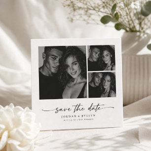 Save The Date Faire part de date de mariage noir et blanc à 3 ph