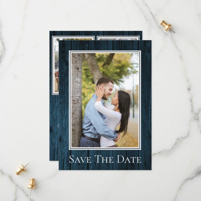 Save The Date Faire part de date de mariage photo rustique simpl (Devant/Arrière en situation)