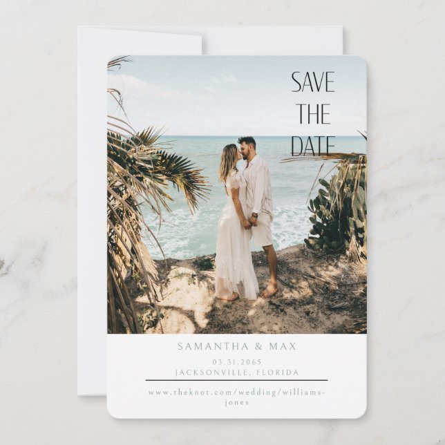 Save The Date Faire part de date de plage moderne arrondi (Devant)