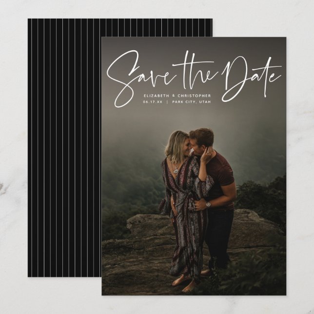 Save The Date Faire part de date de sauvegarde de photo vertical (Devant / Derrière)