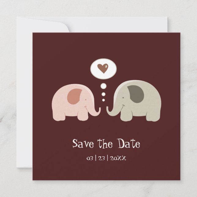 Save The Date Faire part de fiançailles éléphant mignon - Sauveg (Devant)