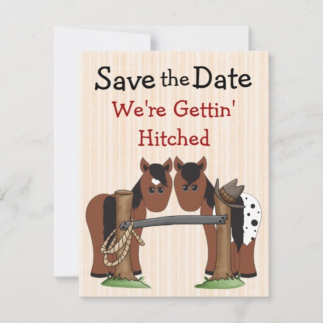 Save The Date Faire part de mariage à cheval mignon (Devant)