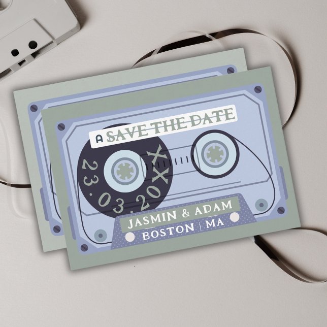 Save The Date Faire part de mariage à l'ancienne cassette vert s (Créateur téléchargé)