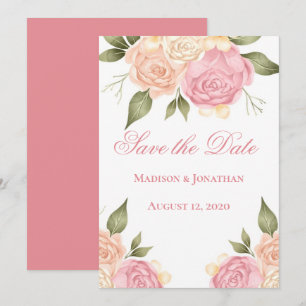 Save The Date Faire part de mariage à l'aquarelle florale rose