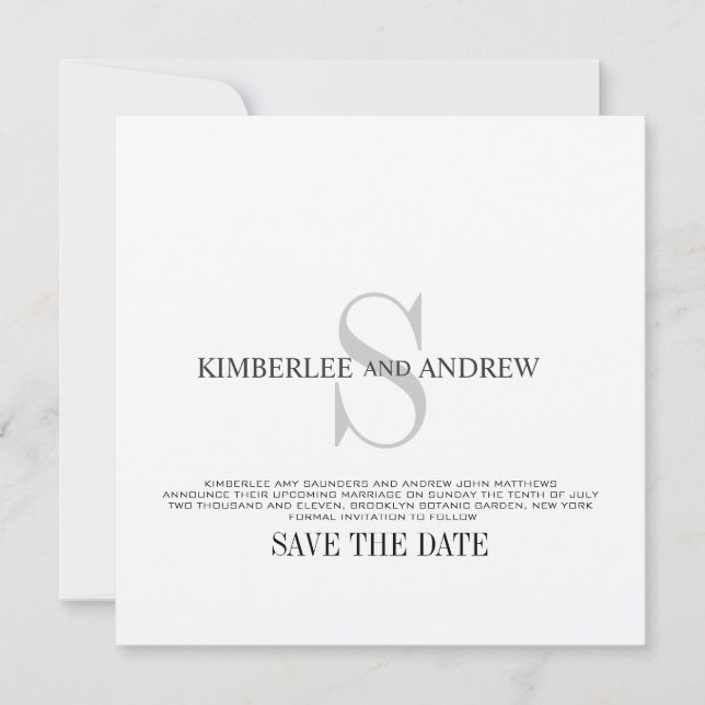 Save The Date Faire part de mariage à monogramme en feutre pour  (Devant)