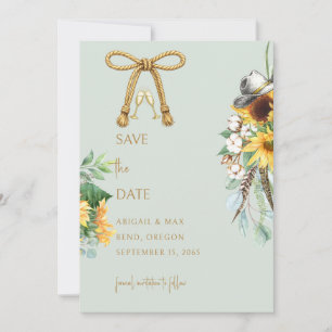 Save The Date Faire part de mariage au tournesol Cowboy Rustique