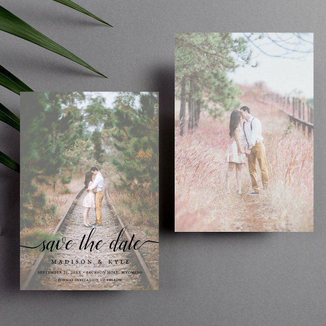 Save The Date Faire part de mariage avec 2 photos à l'écriture e (Créateur téléchargé)