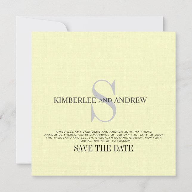 Save The Date Faire part de mariage avec monogramme pour annonce (Devant)