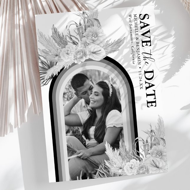 Save The Date Faire part de mariage bohème noir blanc avec photo (Créateur téléchargé)