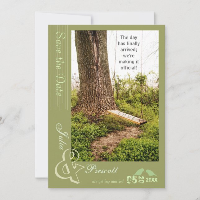 Save The Date Faire part de mariage champêtre avec arbre et bala (Devant)