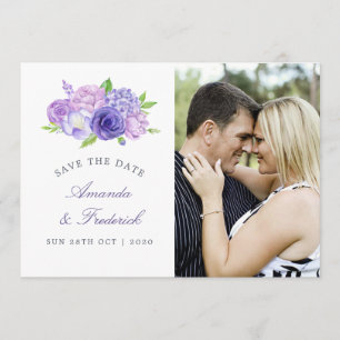 Save The Date Faire part de mariage floral à thème Ultra Violet