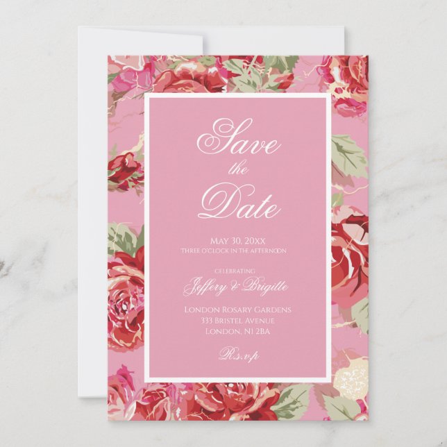 Save The Date Faire part de mariage floral élégant pour réserver (Devant)