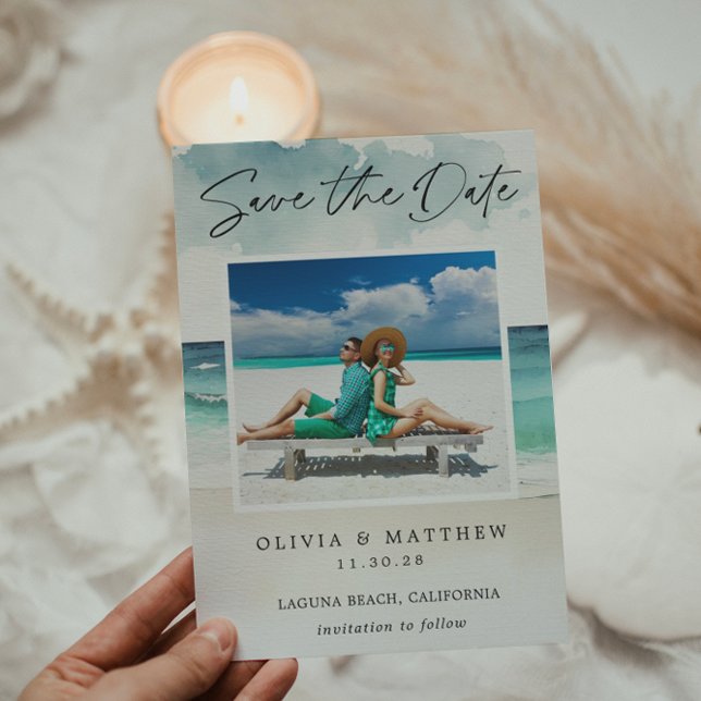 Save The Date Faire part de mariage moderne à l'aquarelle de la  (Créateur téléchargé)