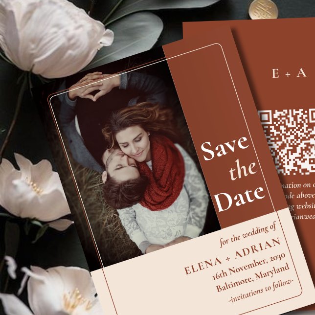 Save The Date Faire part de mariage moderne avec code QR (Créateur téléchargé)