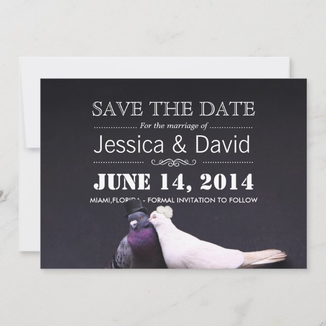 Save The Date Faire part de mariage oiseaux de la mariée et du m (Devant)