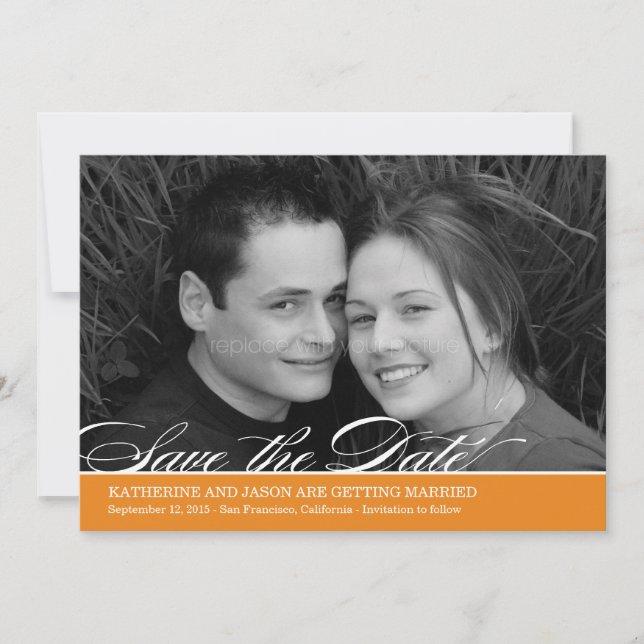 Save The Date Faire part de mariage photo - Orange (Devant)