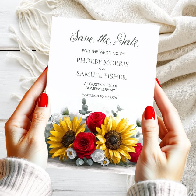 Save The Date Faire part de mariage rustique avec tournesol et r (Créateur téléchargé)