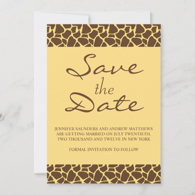 Save The Date Faire part de mariage safari monogrammé 'Sauver la (Devant)