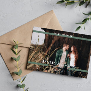 Save The Date Faire part de mariage simple moderne vert