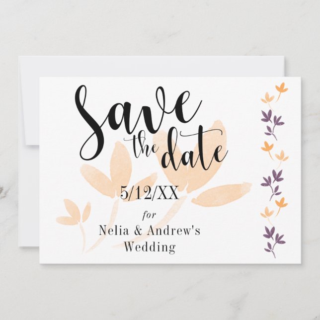 Save The Date Faire part de mariage typographie mod Orange & Plu (Devant)