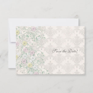 Save The Date Faire part de mariage vintage printemps blanc cass
