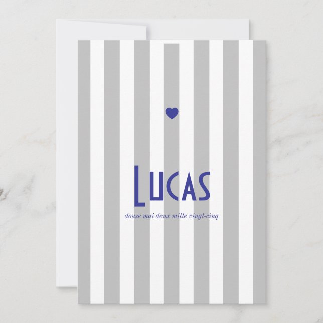 Save The Date Faire part de naissance Riviera Gris Bleu (Devant)