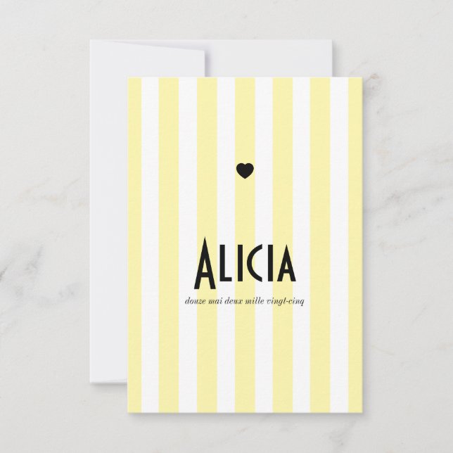 Save The Date Faire part de naissance Riviera Jaune et Noir (Devant)