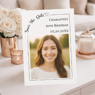 Save The Date Faire part de naissance simple moderne en ivoire p