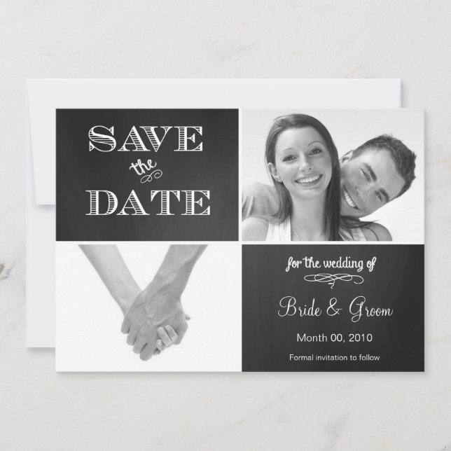 Save The Date Faire part de photo de date à retenir sur tableau  (Devant)