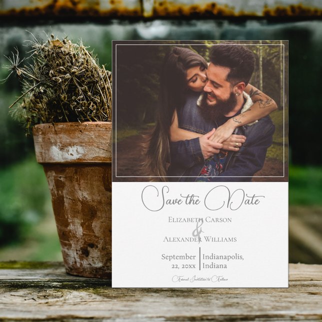 Save The Date Faire part de photo moderne blanc pour annoncer vo (Créateur téléchargé)