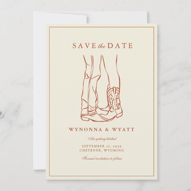Save The Date Faire part de photo moderne rustique occidental (Devant)