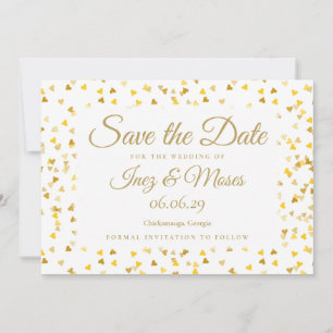 Save The Date Faire part de sauvegarde Confetti coeurs dorés