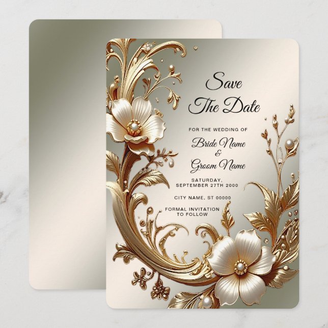 Save The Date Faire part floral or en avance (Devant / Derrière)