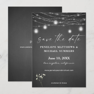 Save The Date Faire part gris Baby's Breath sur tableau noir