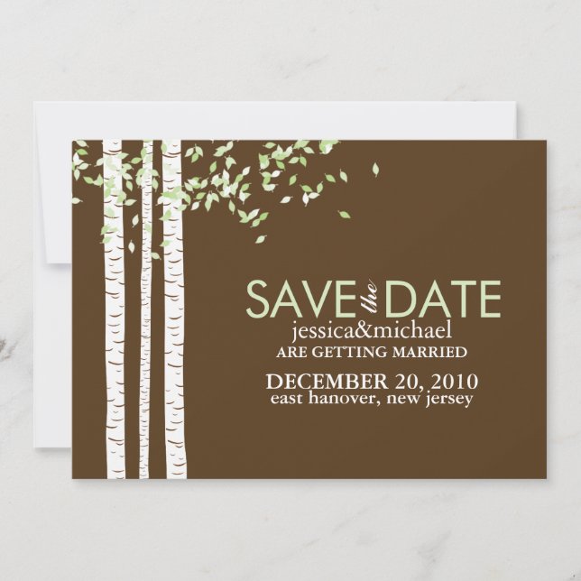 Save The Date Faire part mariage Arbres de bouleau (Devant)