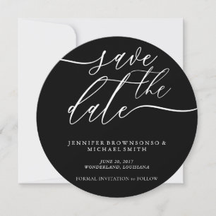Save The Date Faire part noir rond de mise en garde de date