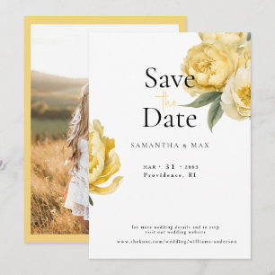 Save The Date Faire part photo Les Deux de Nous Fleurs Jaunes