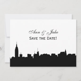 Save The Date Faire soi-même silhouette de NYC sur fond de coule