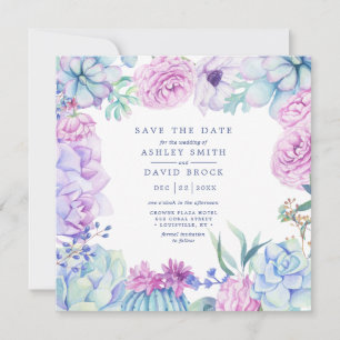 Save The Date Faire suivre aquarelle de succulentes florales pas