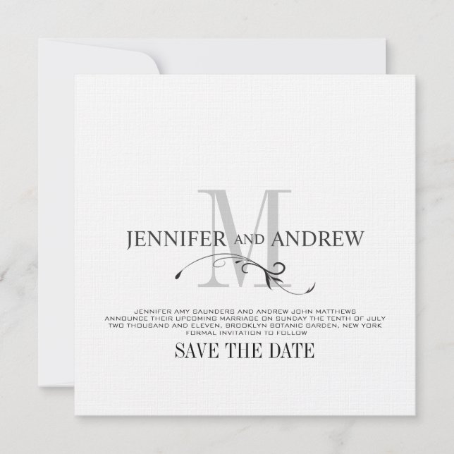 Save The Date Faire suivre la date Annonce de mariage Monogramme (Devant)