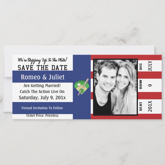 Save The Date Faire Un Pas Vers Le Plaque De Baseball Mariage Sa (Devant)