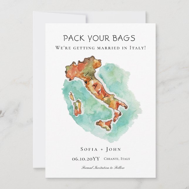 Save The Date Faire vos valises Italie Mariage de destination (Devant)
