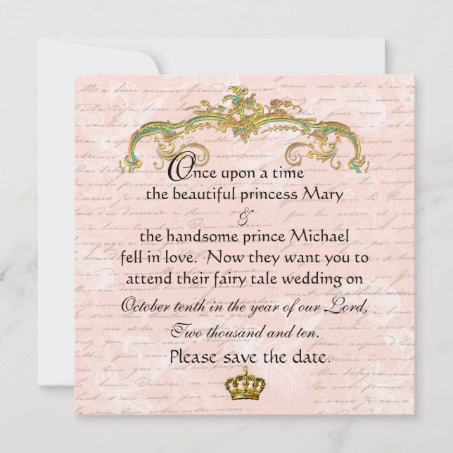 Save The Date Fairy Tale French Script Pink Enregistrer la date (Devant)